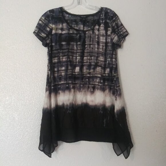 Simply Vera Vera Wang women's size XS black, white, blue , and green blouse - Picture 1 of 15